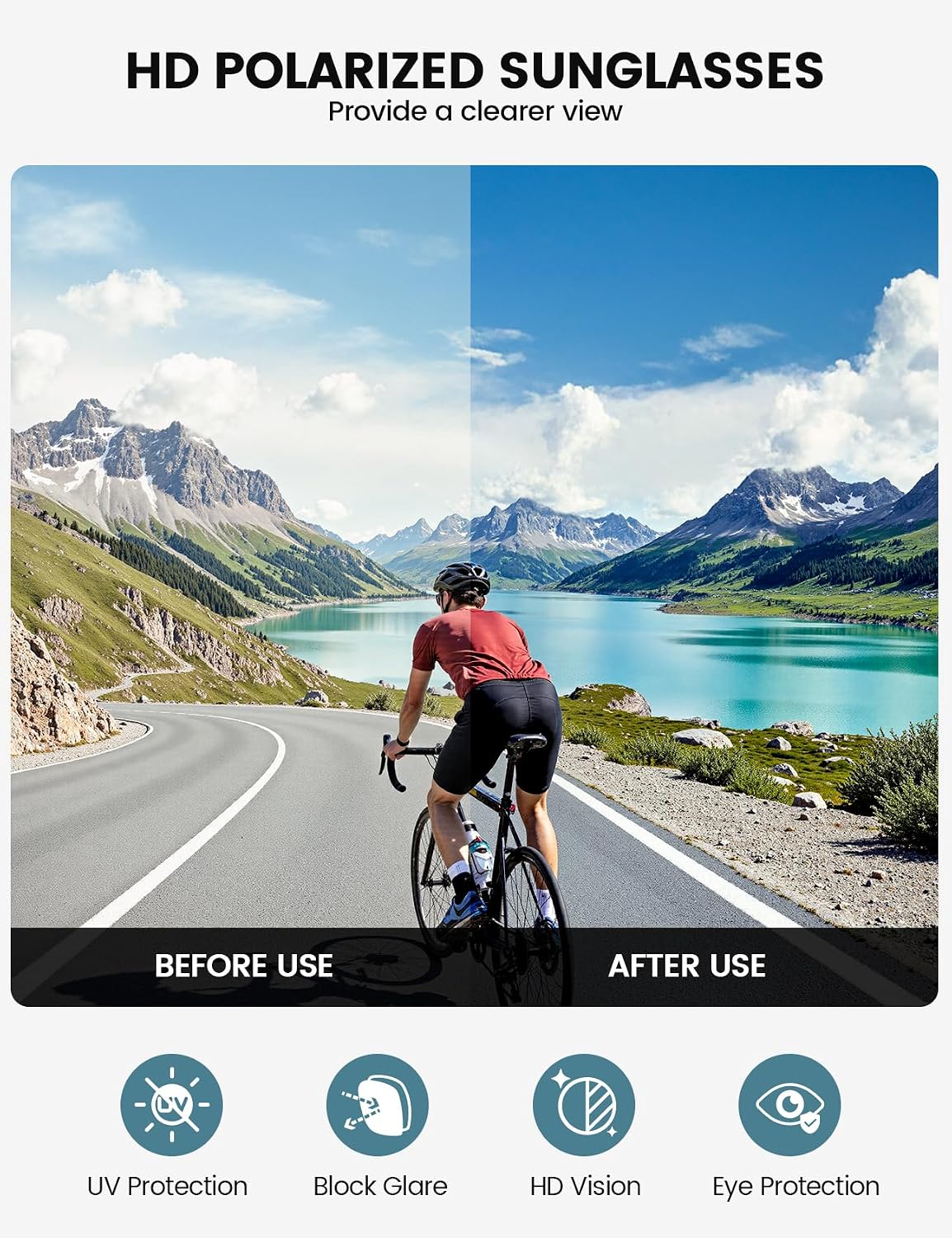 24g Polarized Sports Sunglasses for Men Women - UV400 Protection Sun Glasses for Baseball Running Cycling Fishing