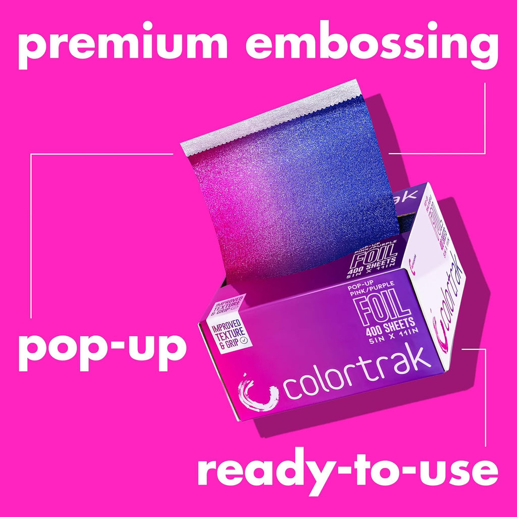 Pink/Purple Gradient Pop-up Foil, 400 Count Pre-Cut Sheets | Non-Slip Embossed Texture, 5" x 11" Hair Foil for