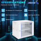 9U Rack, 17.7" Depth Wall Mount Rack Network Cabinet for Office