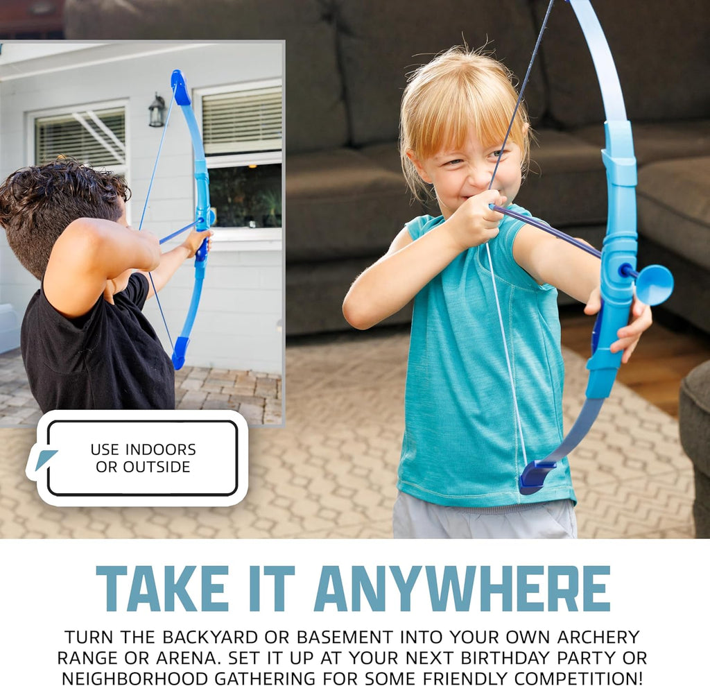 Kids Archery Bow and Arrow Set - Indoor Toy Archery Set - Plastic Bow and Toy Arrows for Kids - Complete Youth Set