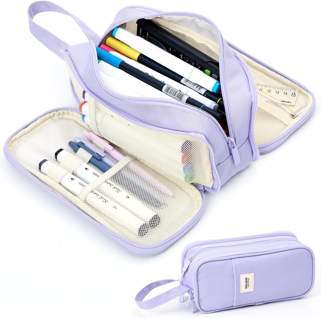 Pencil Case Pouch, Large Capacity Pencil Box Bag, Aesthetic Pen Organizer for School Supplies, Cute Preppy Stuff for
