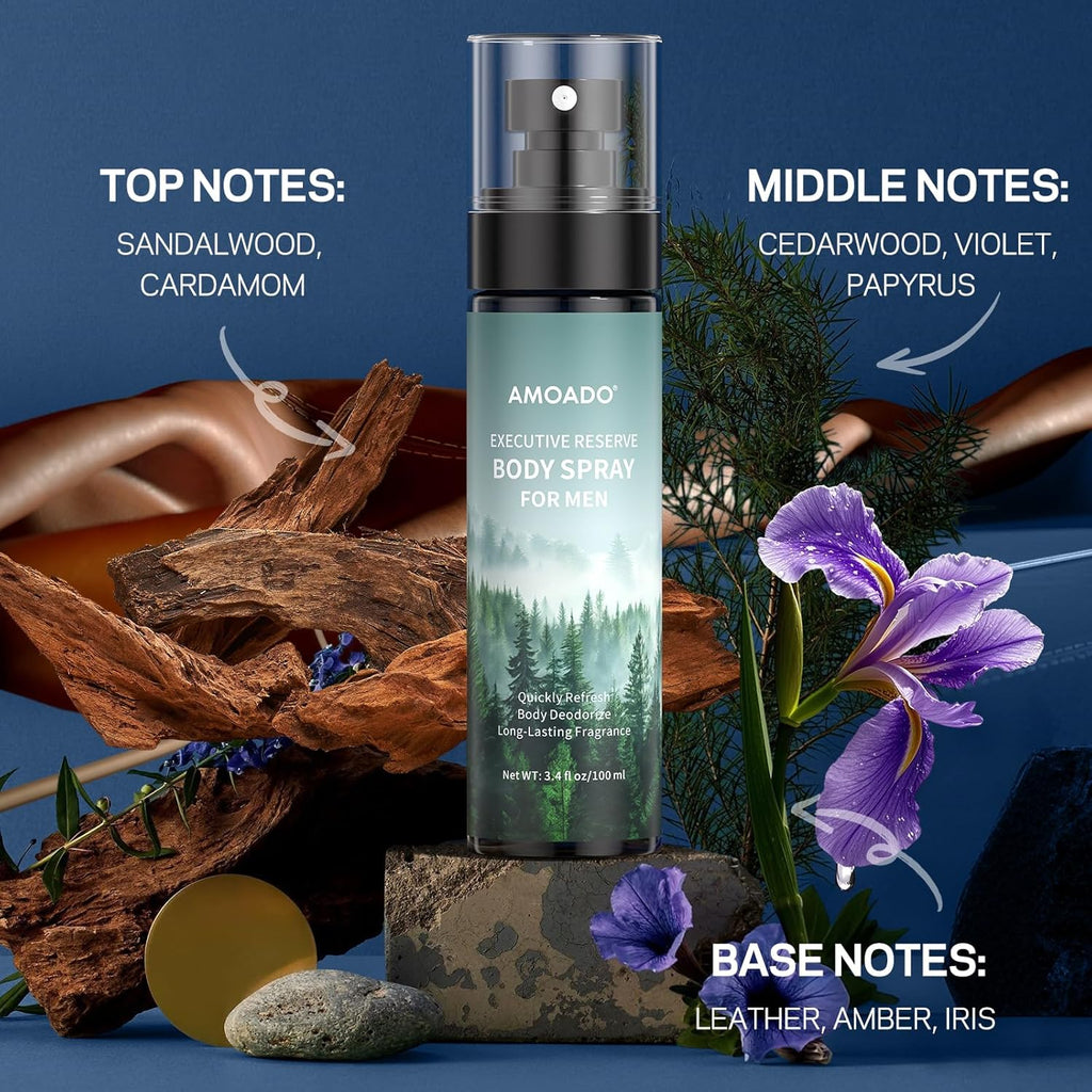 Men’s Body Spray Set – Body Spray for Men,Deodorizing Body Mist Refreshing Spray, Aluminum-Free Cologne for Him