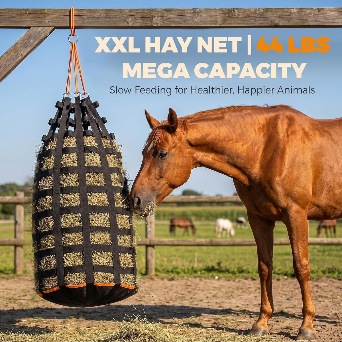 Hay Nets for Horses, XXL Hay Feeder, Reinforced Bottom, 44 lb Capacity
