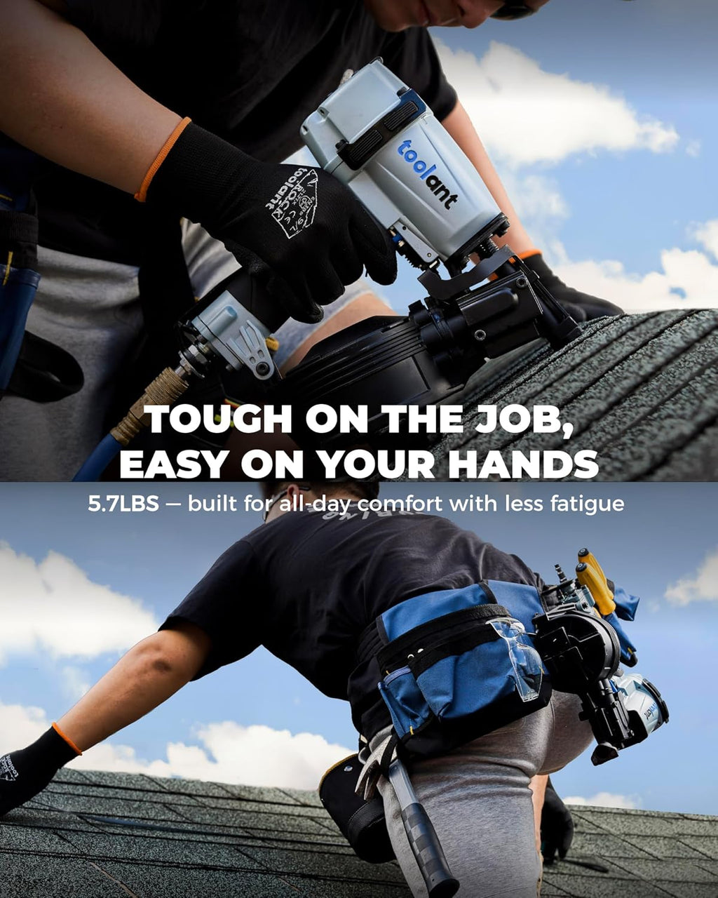 Pneumatic Roofing Coil Nailer for 3/4" to 1-3/4", 15 Degree Nails