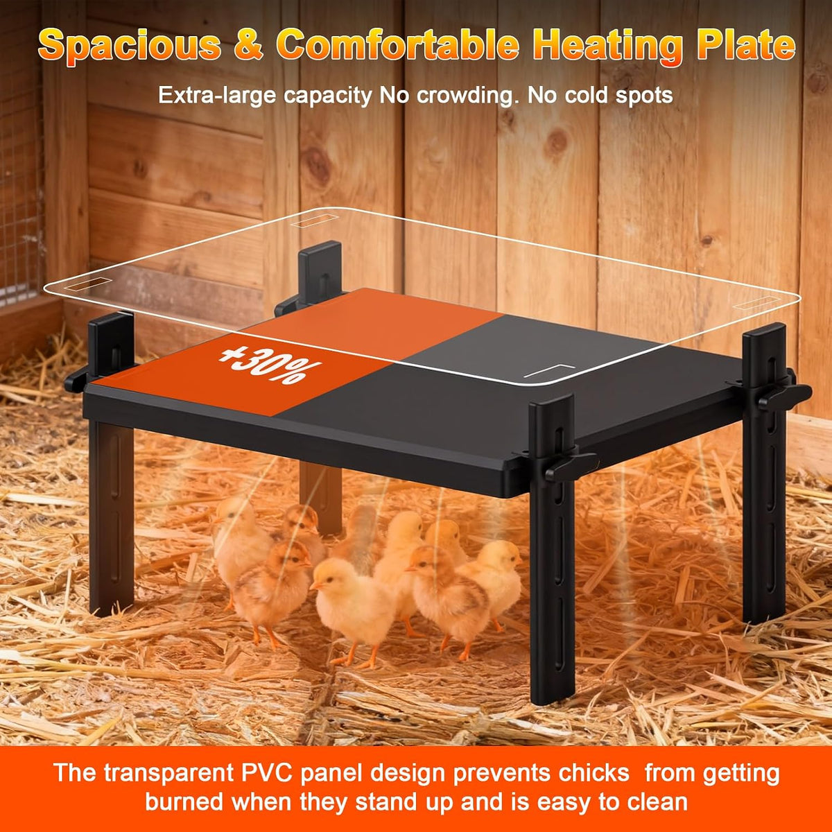 15" x 12.6" Large Chicks Brooder Heater for 20 Chicks - 49W Height & Angle Adjustable Chick Brooder Heating Plate