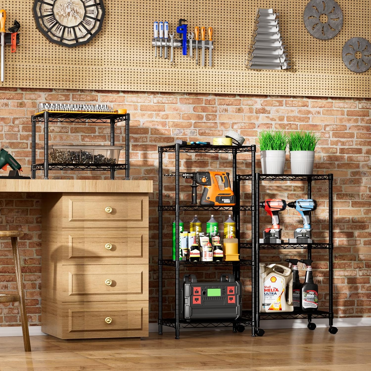 2 Small Wire Shelves Kitchen Pantry Close Home Organizers and Storage Bathroom Shelf Laundry Room Organization