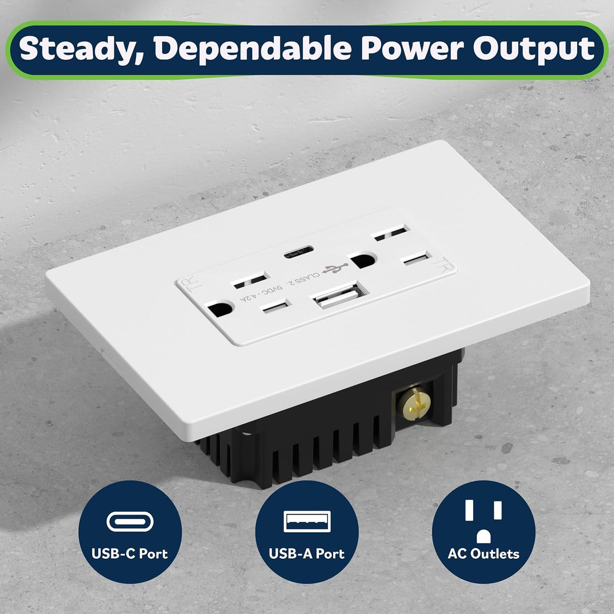 TOPGREENER 4.2A USB Outlets, 15 Amp Wall Outlet with USB Ports,White,6 Pack