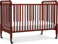 Jenny Lind 3-in-1 Convertible Crib in Rich Cherry, Removable Wheels, Greenguard Gold Certified