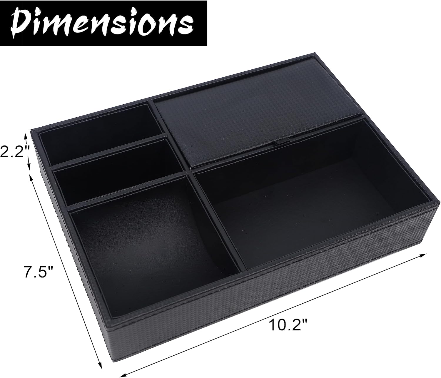 Men's Valet Tray, Jewelry Box Nightstand Organizer with 5 Compartments for Phone Keys Wallet Watch Glasses, Faux