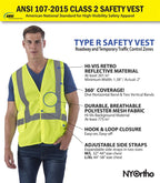 High Reflective Vest - Construction Vest - Universal Fit - ANSI/ISEA Class 2 - Sweat-Free With Reflective Material