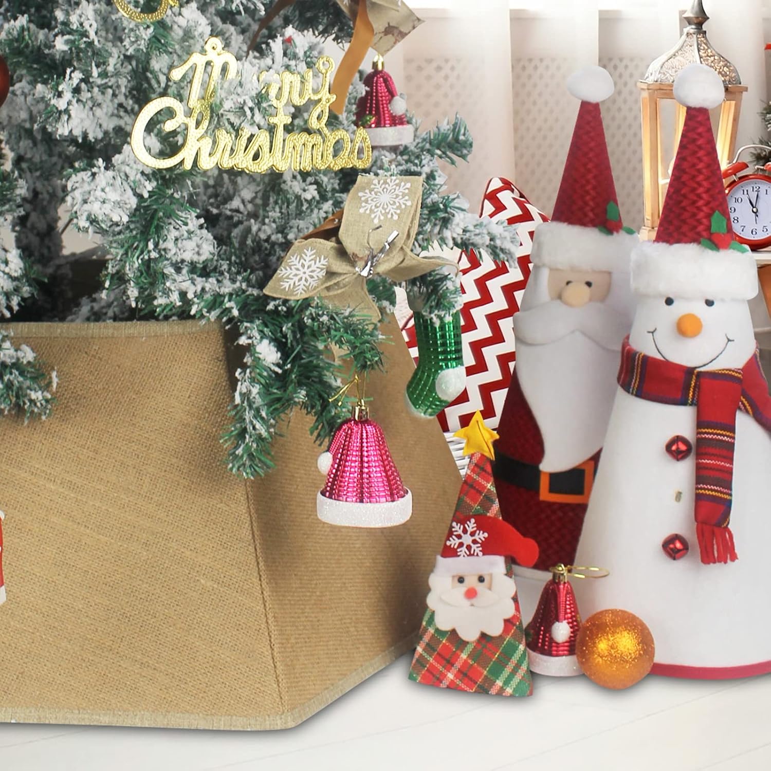 26 Inch Christmas Tree Collar Buffalo Plaid Christmas Tree Skirts Tree Ring Christmas Decorations for Party Holiday