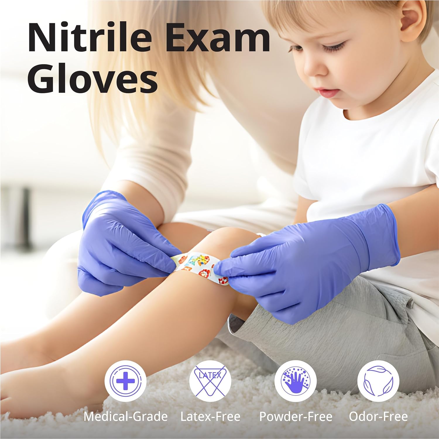 Disposable Nitrile Exam Gloves, 3mil, Large, Box of 100, Violet Nitrile Gloves Disposable Latex Free for Medical