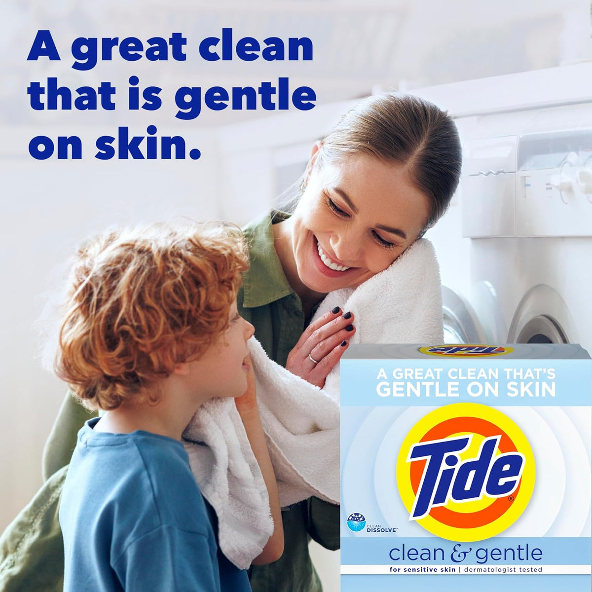 Clean and Gentle Powder Laundry Detergent, Unscented, 68 Loads, 77 oz