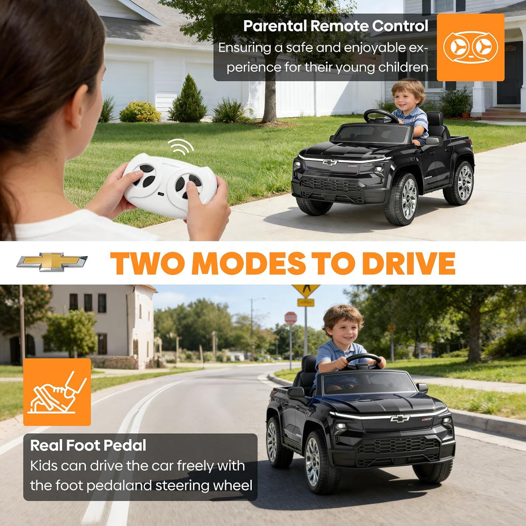 24V Licensed Chevrolet Silverado Electric Car for Kids, Ride on Toys for Toddlers with Remote Control, Soft Start