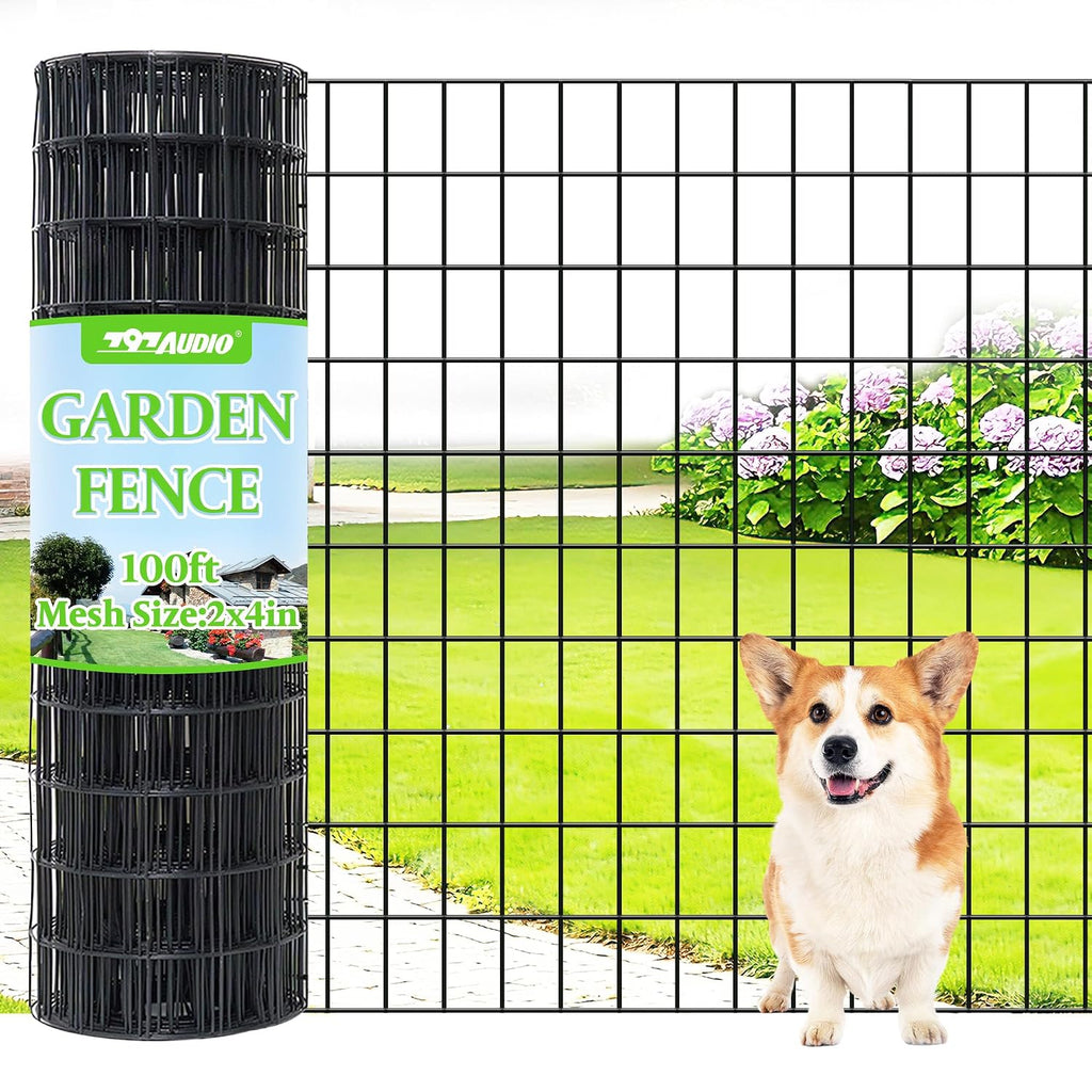 Black PVC Coated Welded Wire Fencing,2"x4" 14 Gauge,48inch H x 100ft L Garden Wire Fence Roll,2/3/4/5/6ft Tall x