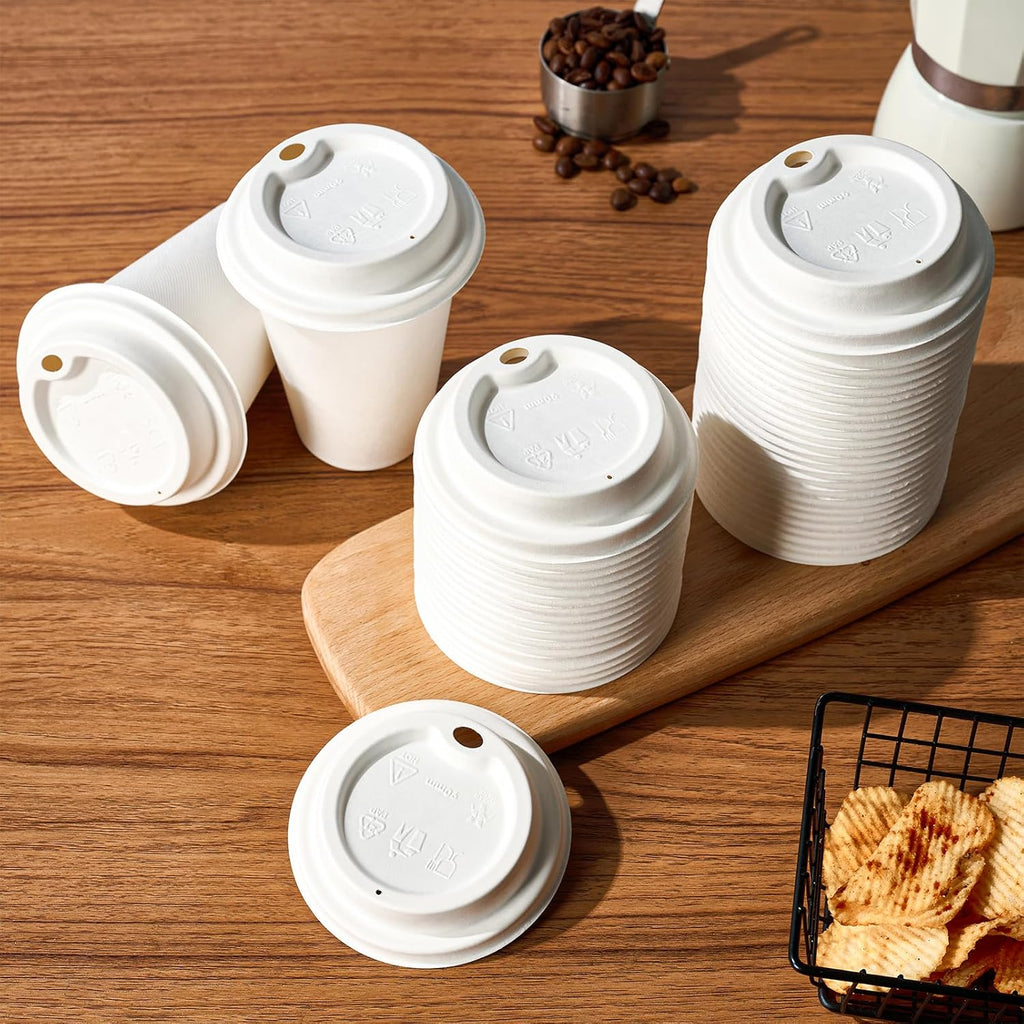 Compostable Coffee Cup Lids 200 Count，3.54 inch Disposable Cup Lid