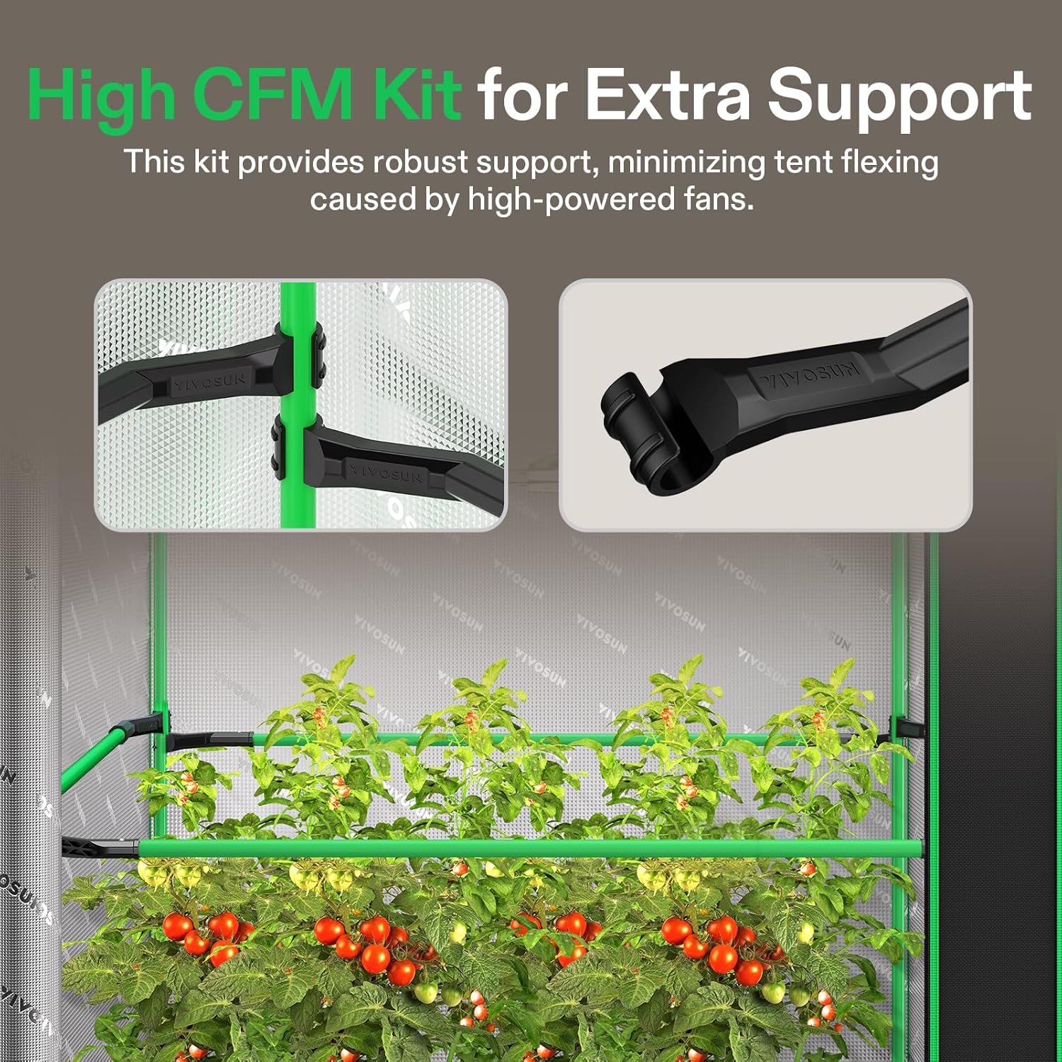 P448 4x4 PRO Grow Tent with High CFM Kit, 48"x48"x 80" | Large Observation Window, Thickest 1" Poles, 2000D Oxford