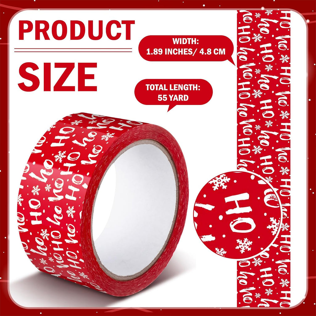 Christmas Packing Tape 1.89x55 yd Gift Wrap Decor, Red Classic