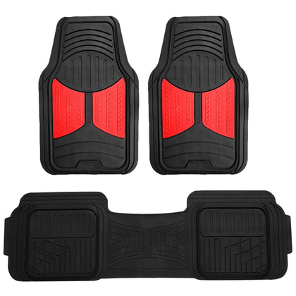 Car Floor Mats - Heavy-Duty Rubber Floor Mats for Cars, Universal Fit Full Set, Trimmable Automotive Floor Mats