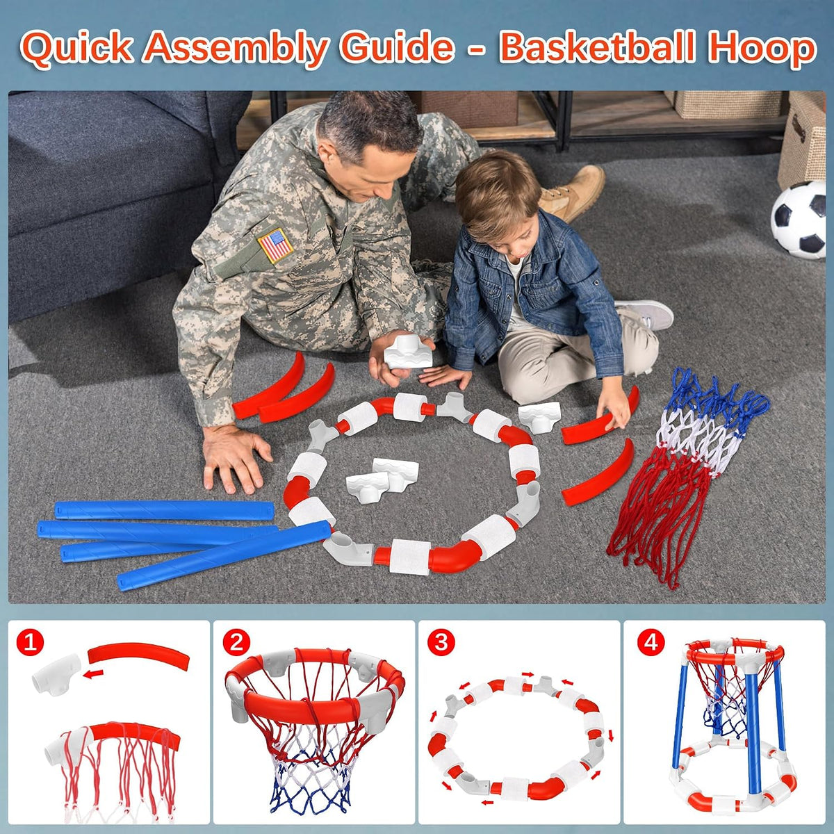 Pool Basketball Hoop Floating Set, Pool Toys and Pool Games for Kids and Adults, Durable Basketball Hoop with Balls