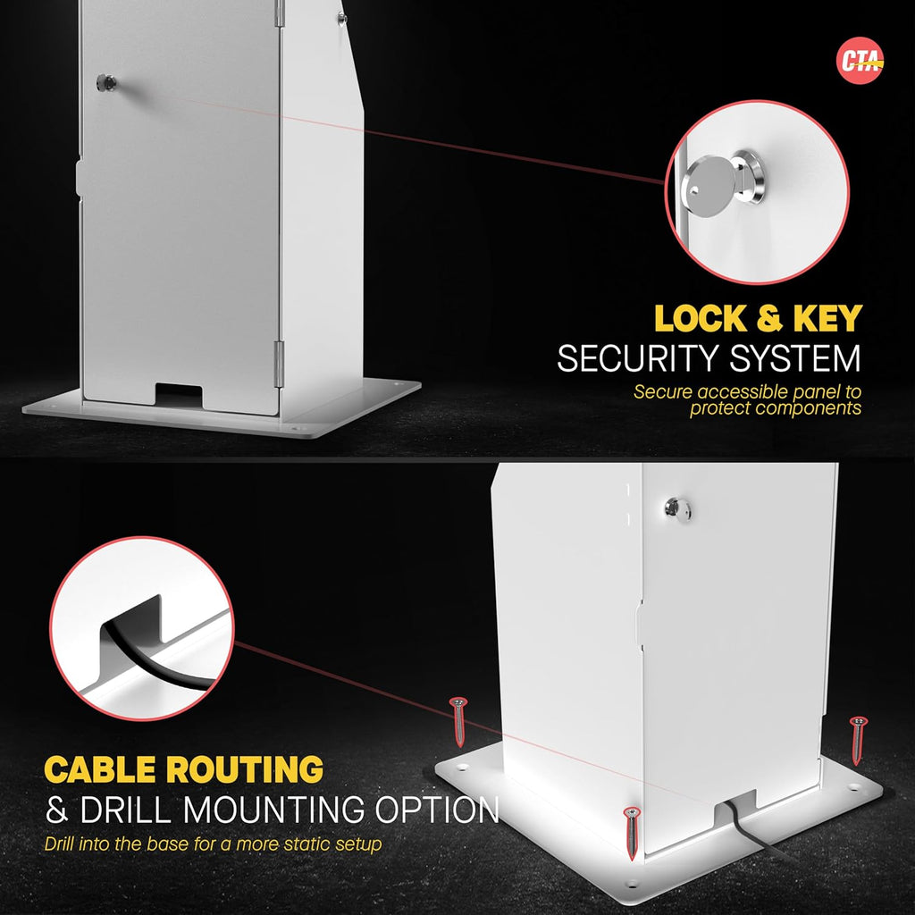 Self Service Kiosk POS Stand - CTA POS Kiosk with CPU & Printer Compartments for Digital Signage Displays TV's &