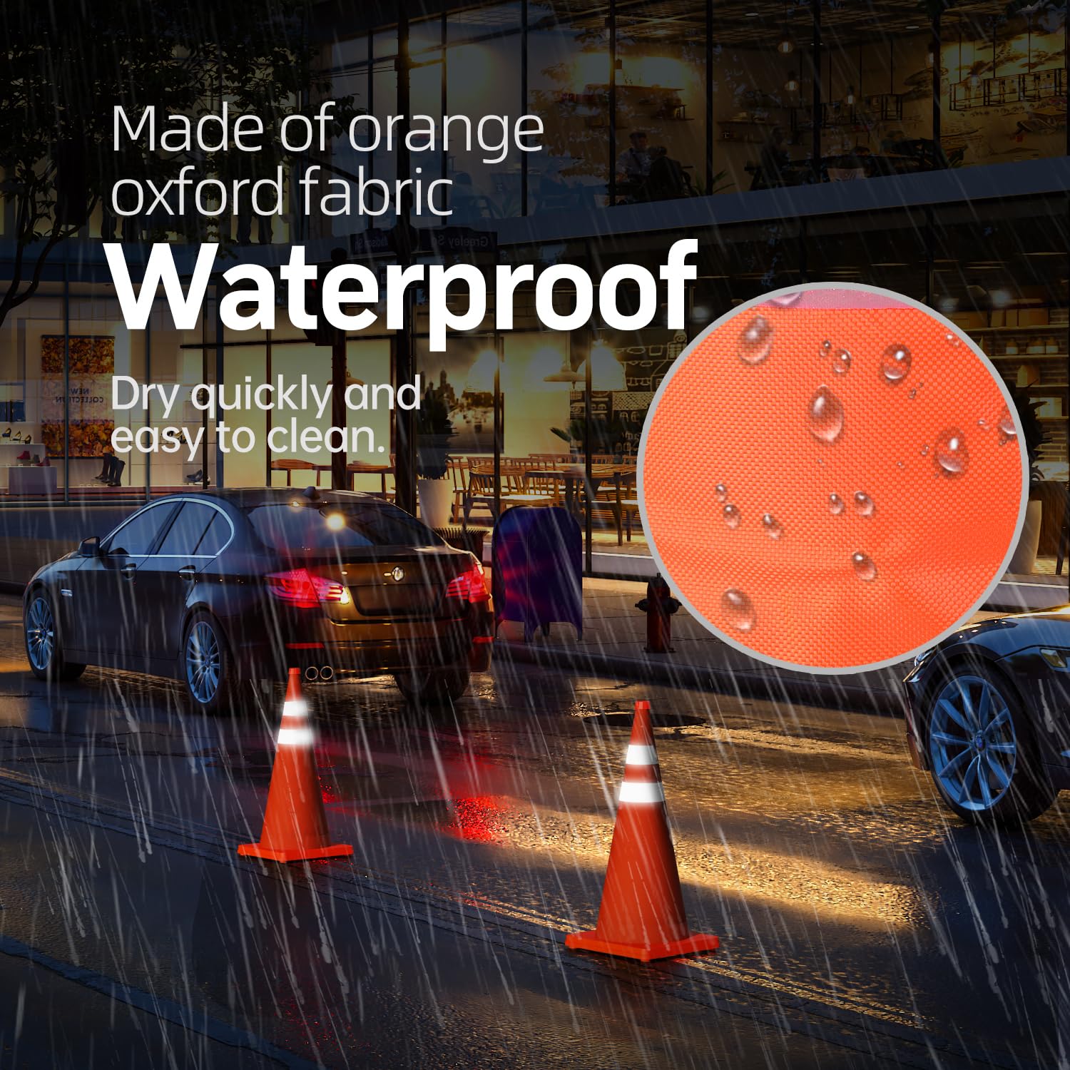 4 Pack 28 Inch Collapsible Traffic Cones, Orange Safety Cones | Collapsible 28-in orange cones with reflective