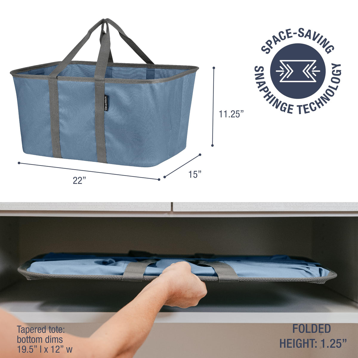 Collapsible Laundry Baskets, 50L Tote 2 Pack, Denim