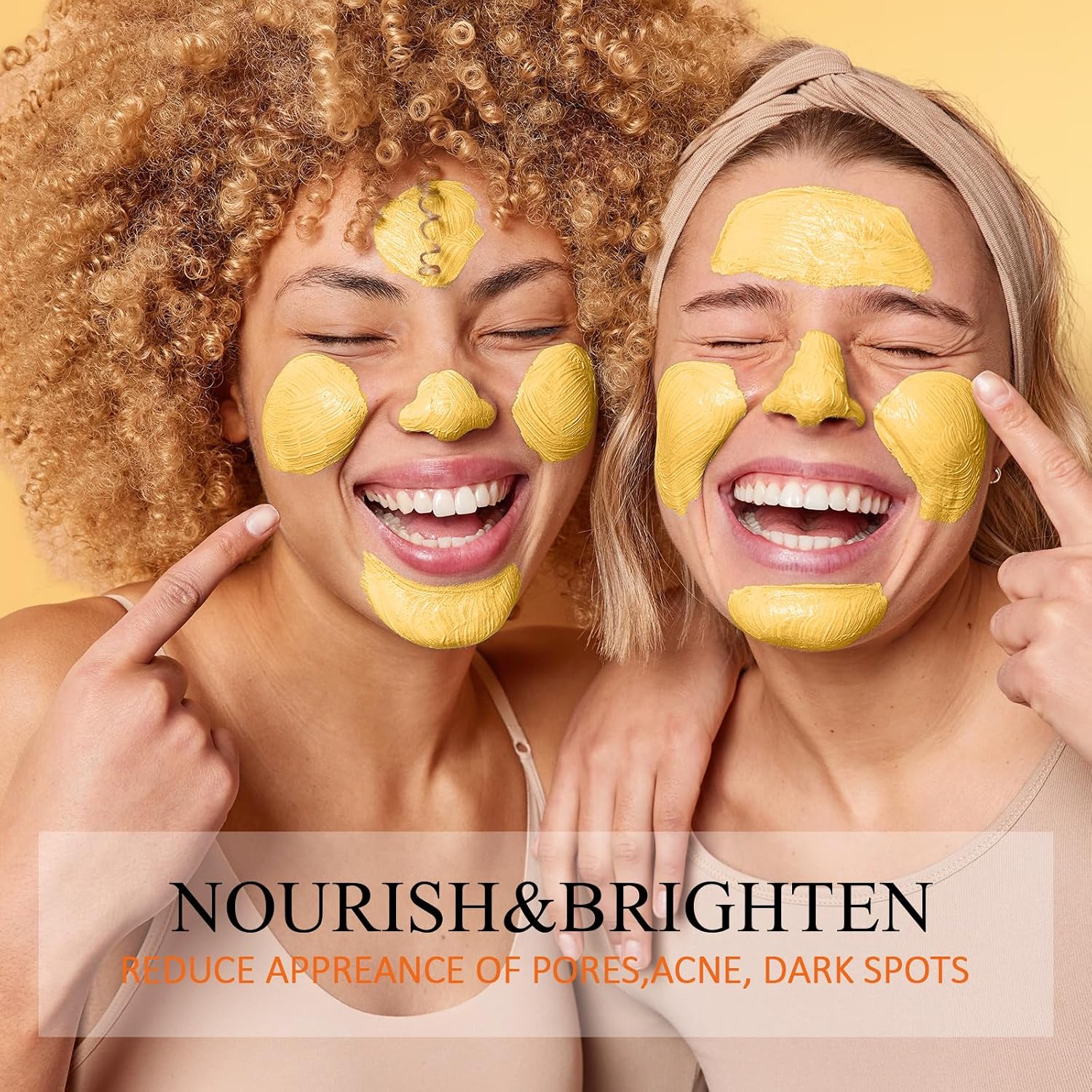 Turmeric Vitamin C Clay Mask with Kaolin Clay for Dull & Blemish-Prone Skin, Deep Cleansing Facial Mask, Face Masks