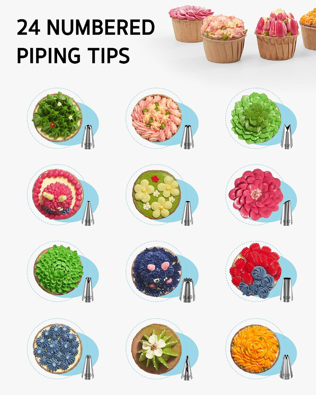 65 PCs Cake Decorating Kit with Cake Stand, Cake Baking Supplies