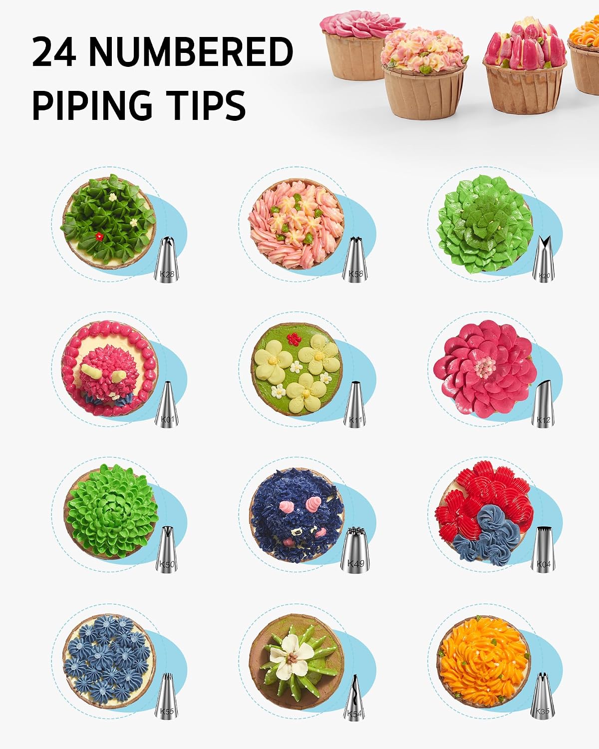 65 PCs Cake Decorating Kit with Cake Stand, Cake Baking Supplies