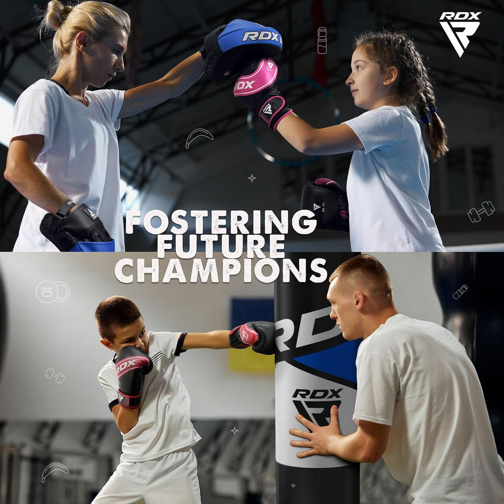 Kids Boxing Gloves, 6oz 4oz Junior Training Mitts, Maya Hide Leather Ventilated Palm, Muay Thai Sparring MMA