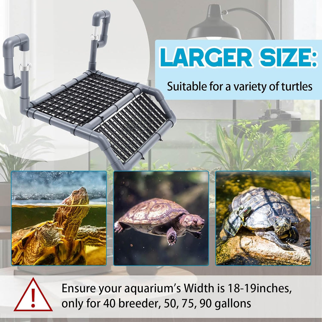 Adjustable Extra Large Turtle Basking Platform, 18-19" Wider Hanging Dock, Basking Area for Aquarium Tank