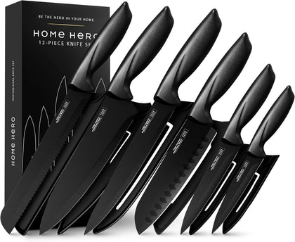 High Carbon Stainless Steel Knife Set - Chef Knife Set Precision Slicing & Versatility - Nonstick Ceramic Coated