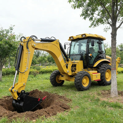 Multi-Functional Tractor Backhoe Loader Earth Moving Equipment Backhoe Machine with Front Bucket and Rear Digger Arm