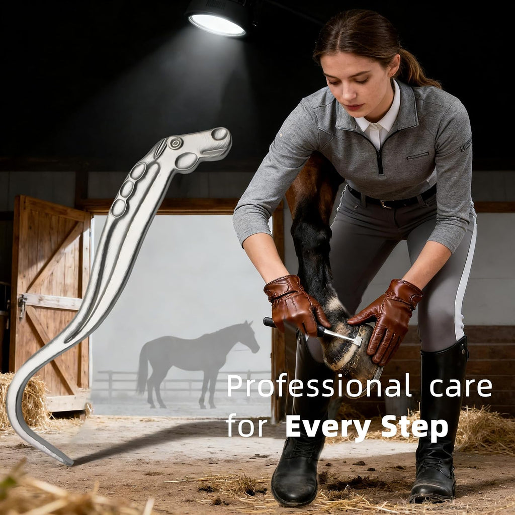 Horse Hoof Pick with Ergonomic Grip for Cleaning & Grooming, Metal Hoof Horseshoe Pick Scraper Cleaner Tool for