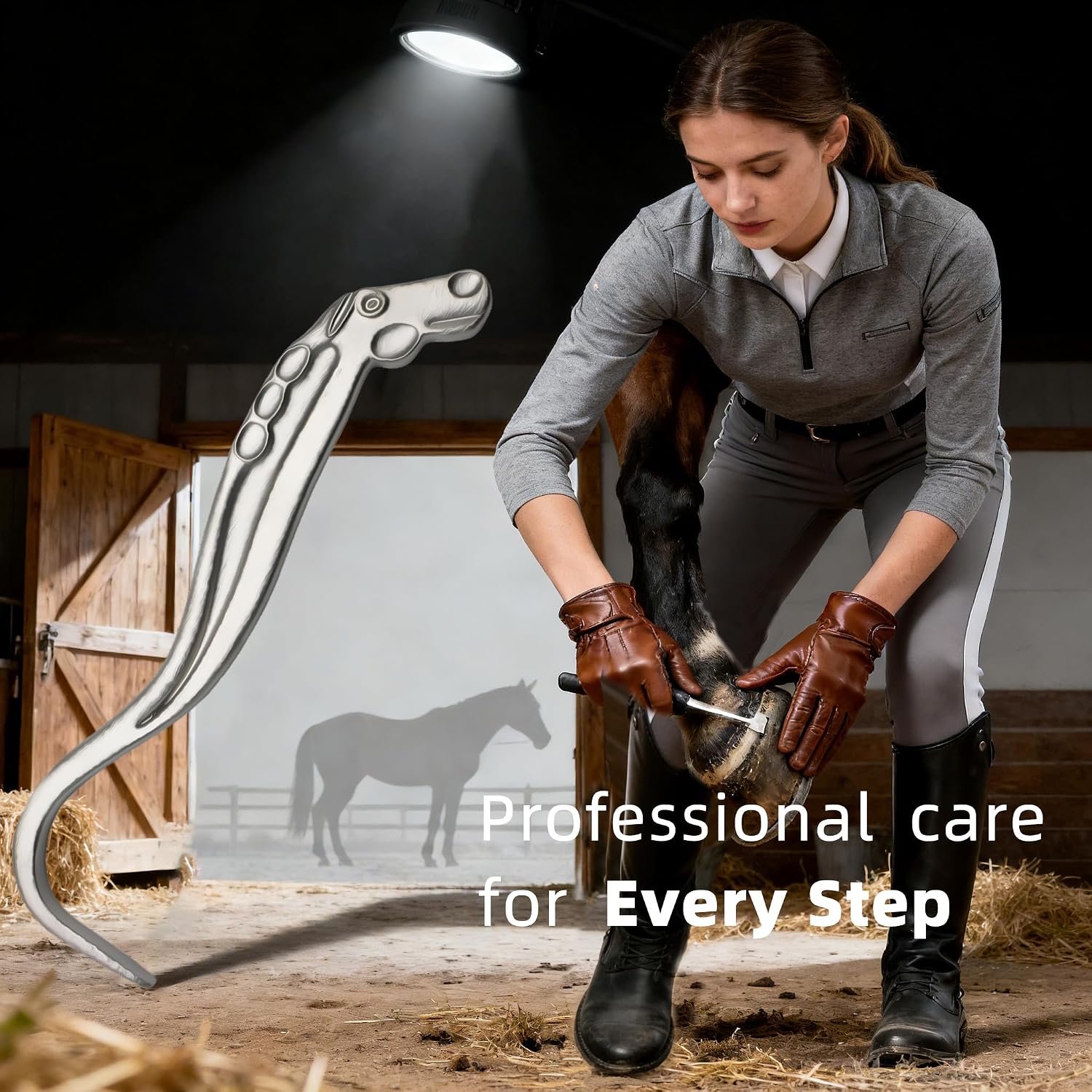 Horse Hoof Pick with Ergonomic Grip for Cleaning & Grooming, Metal Hoof Horseshoe Pick Scraper Cleaner Tool for