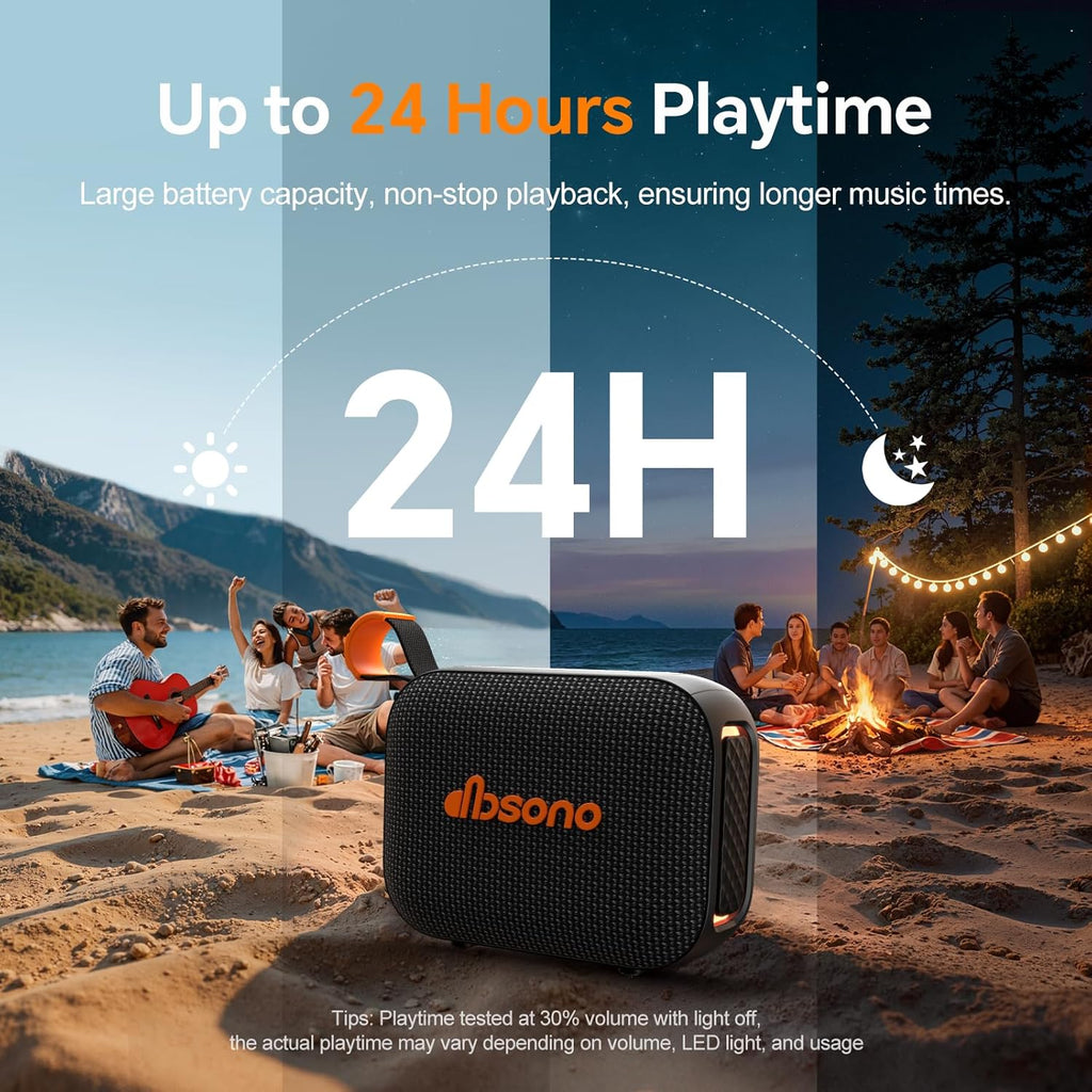 Portable Bluetooth Speaker Waterproof Gift: IPX5 HD Sound Up to 24H Playtime, TWS Pairing, LED Light, Outdoor Speaker