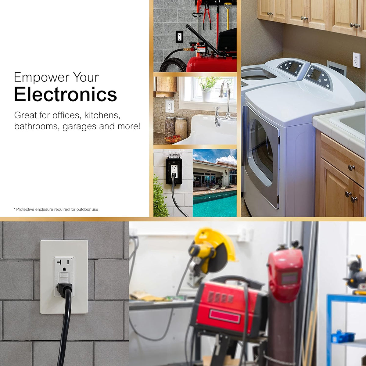 GE GFCI Outlet 20 Amp, Self Testing, Non-Tamper Resistant, UL Safety Listed