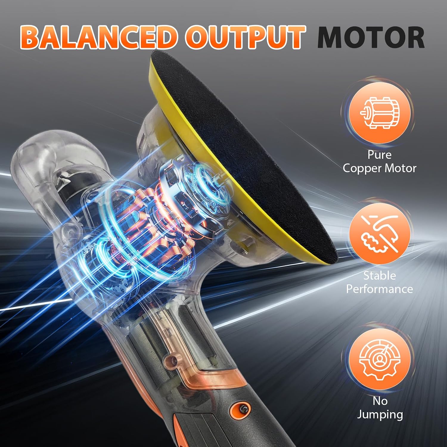 Cordless Car Buffer Polisher Kit, 2x4000mAh 21V Batteries, 6-Inch Orbital Car Polisher, 8 Variable Speeds, LED