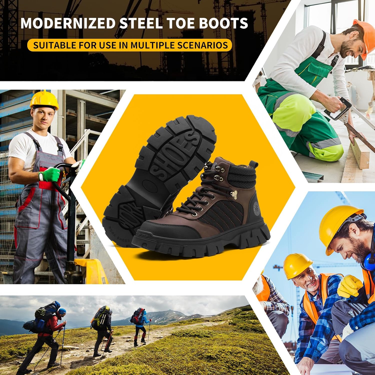 Waterproof Steel Toe Boots For Men-6 Inch Comfortable Mens Safety Work Boots Indestructible Steel Toe Shoes