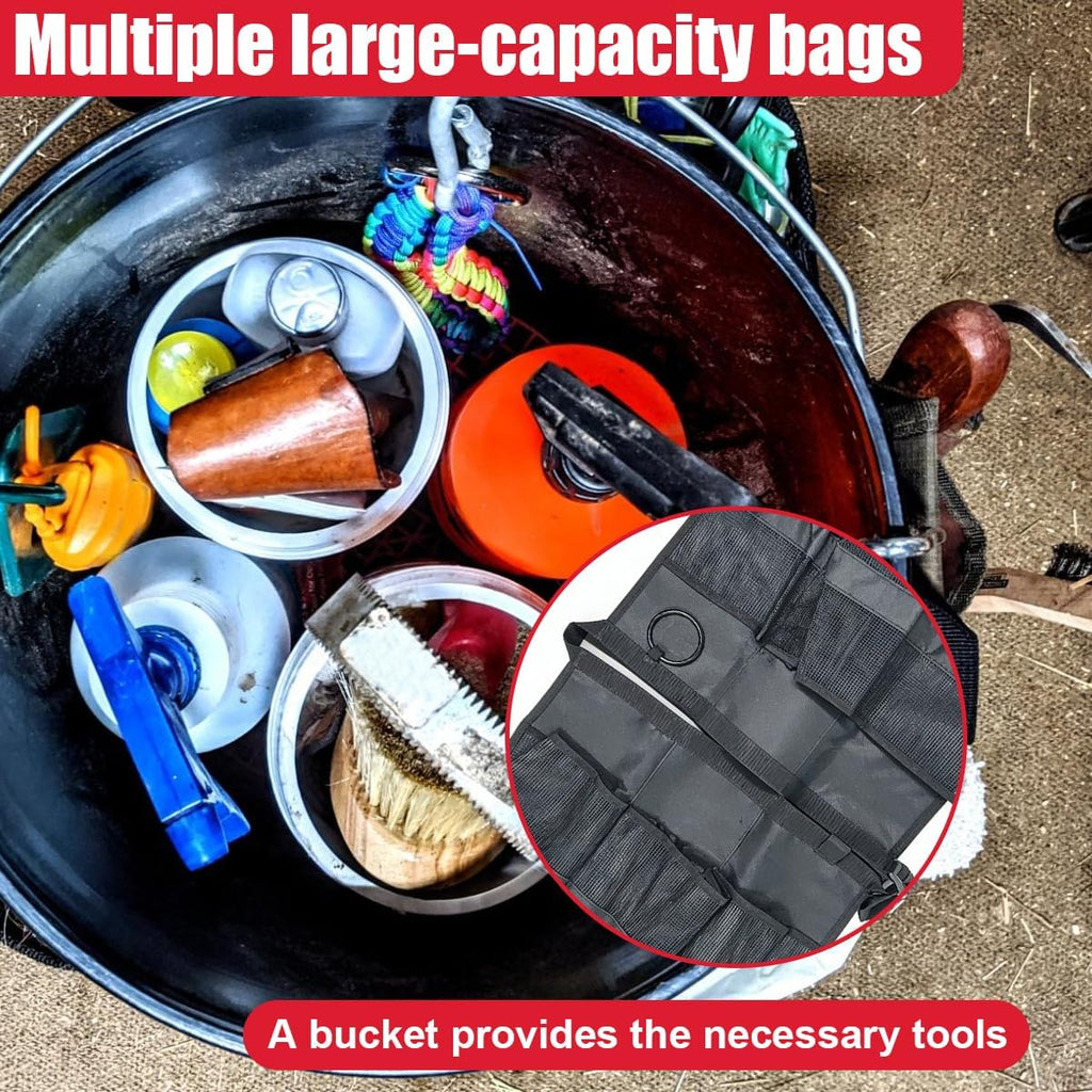 5 Gallon Bucket Tool Organizer Bag, Multi-Purpose Car Wash Caddy Bucket Tool Bag with Mesh Pockets, Universal Car