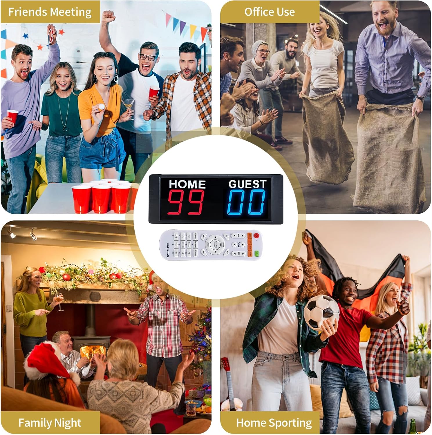 LED Portable Digital Scoreboard, Tabletop Electronic Scoreboard with Remote, Score Keeper for Games