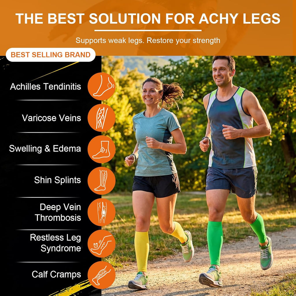 4 Pairs Colorful Calf Compression Sleeves for Men and Women, Breathable Footless Compression Socks Support for Shin