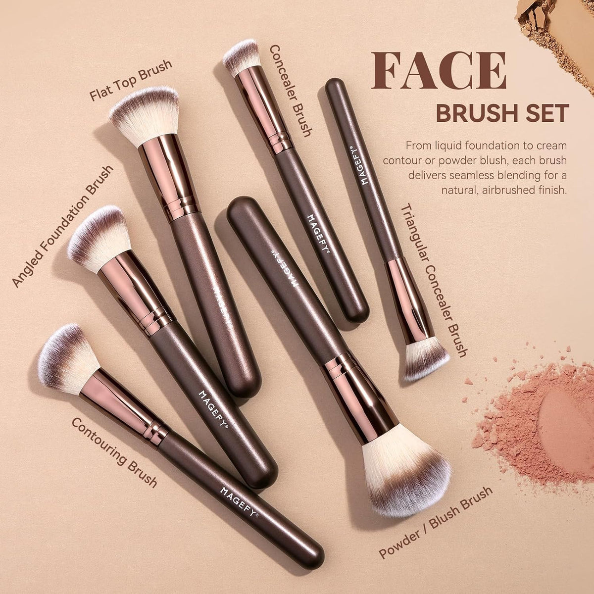 Makeup Brushes 15 Pcs Makeup Brush Set for Foundation, Concealer, Contour, Blending, Blush, Eyeshadow Brushes with