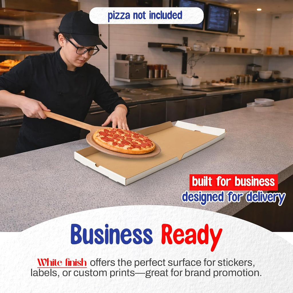 12” x 12” x 2” White Pizza Boxes (10 Pack) - Sturdy B-Flute Corrugated Cardboard Medium Pizza Box - Professional