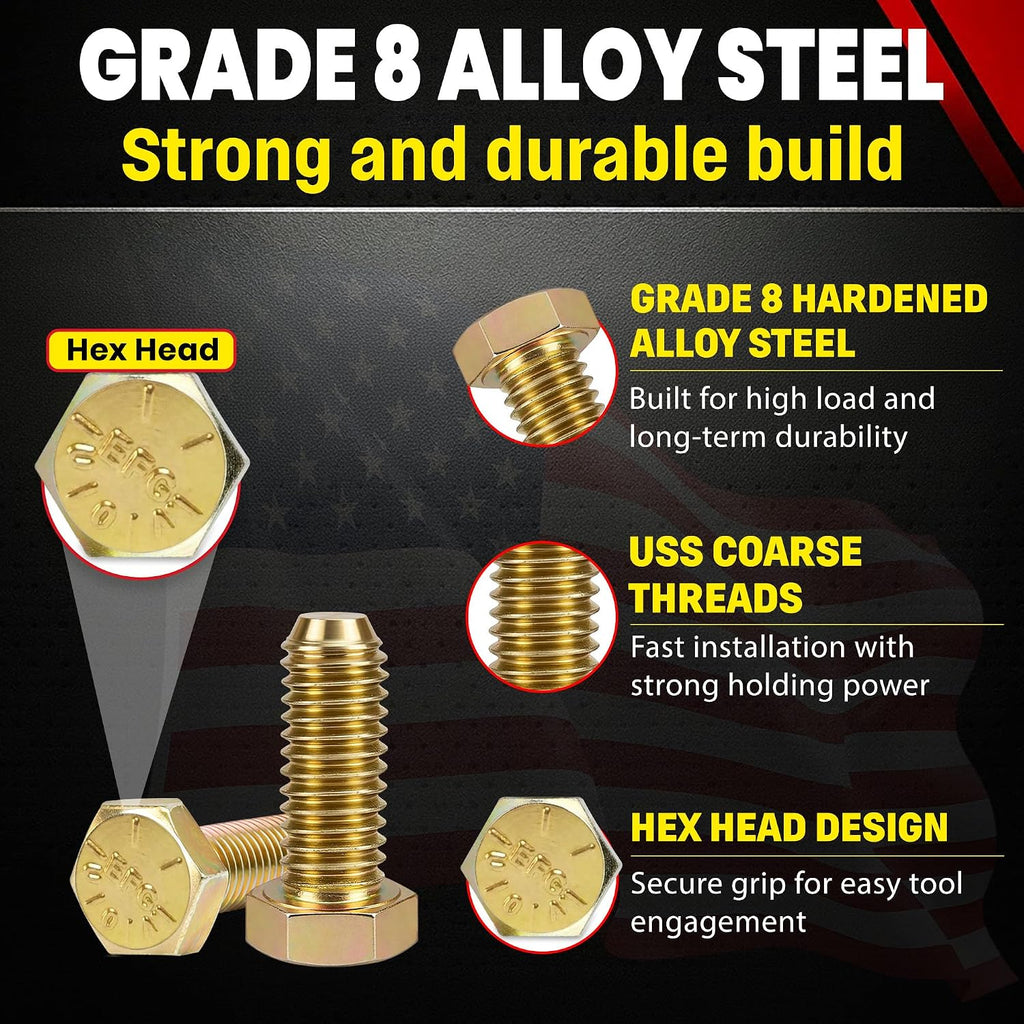 Chenango Supply 1/4-20 x 1 Grade 8 Hex Head Bolts