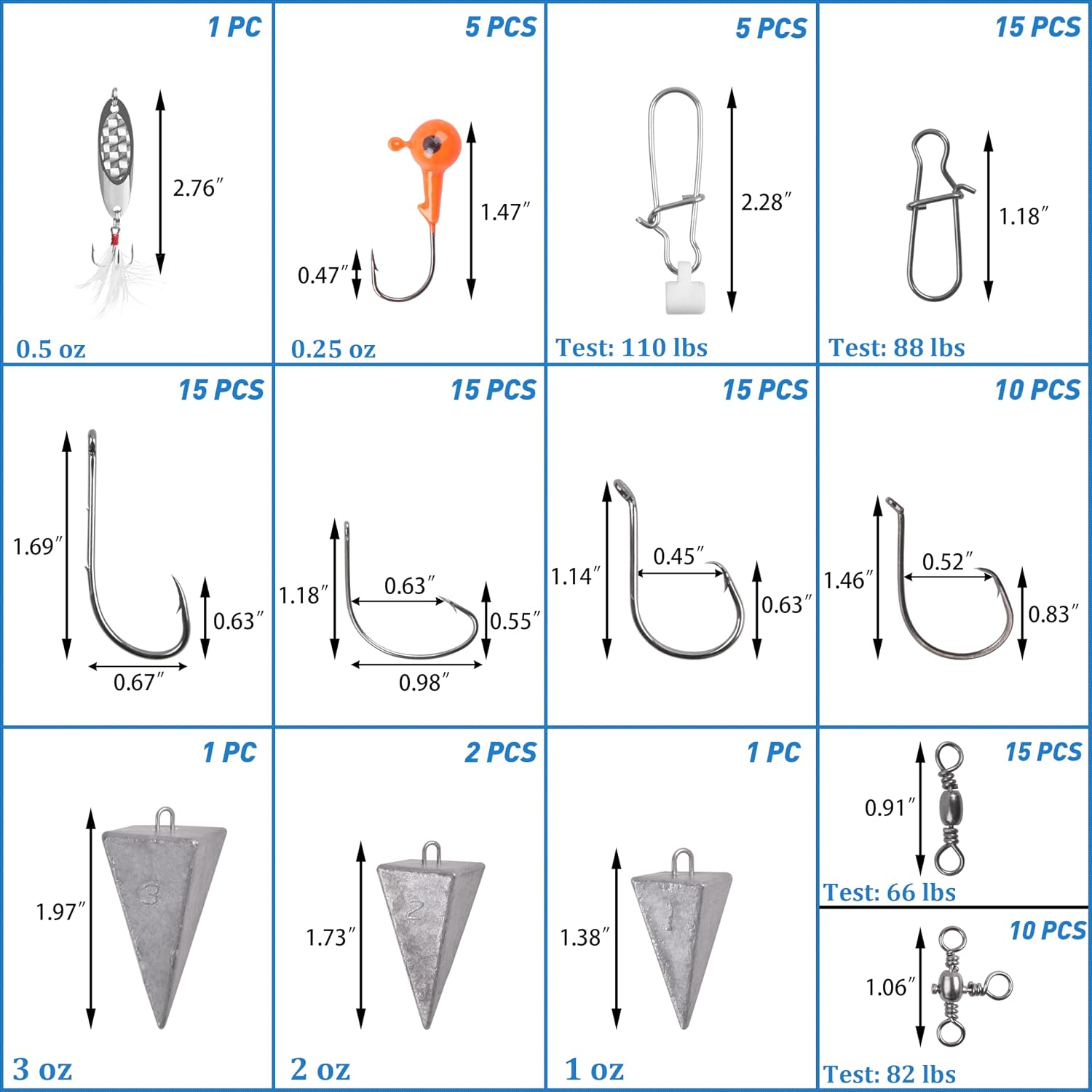 Saltwater Fishing Gear, 180pcs Saltwater Surf Fishing Tackle Kit Saltwater Fishing Lures Fish Finder Rigs Pompano Rig