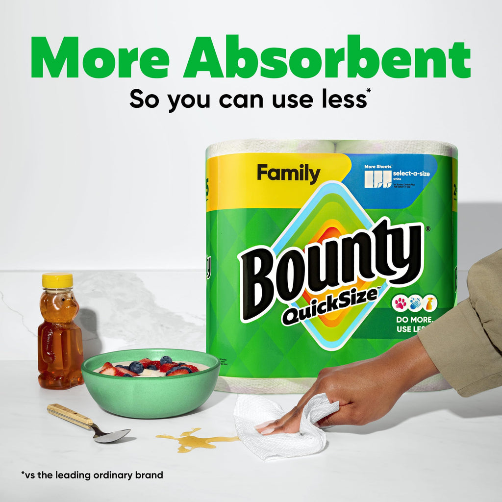 Quick Size Paper Towels, White, 8 Family Rolls