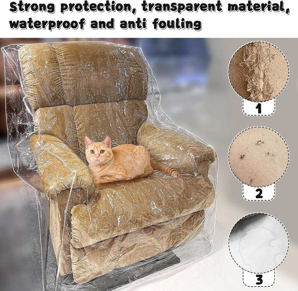 Clear Plastic Recliner/Armchair Chair Covers Protectors, Heavy Duty PVC Waterproof Shield Cover for Large Sofa, Vinyl
