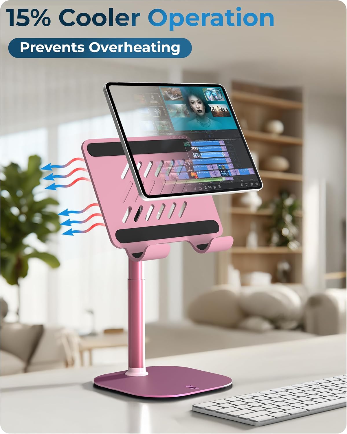 TabHolder, 7-10" Height Adjustable Tablet Stand, Premium iPad Stand for Desk, 270° Tilt iPad Holder, Kindle Holder